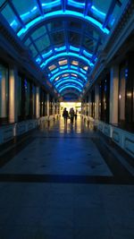View of illuminated underground walkway