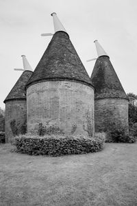 Low angle view of old building against sky