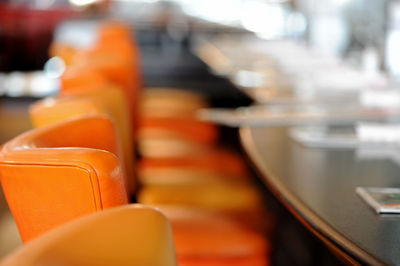 Close-up of empty chairs