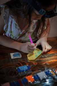 Close-up of girl painting