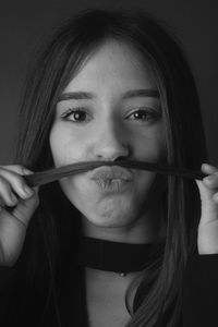 Close-up portrait of beautiful young woman