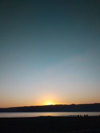 Scenic view of sea against clear sky during sunset