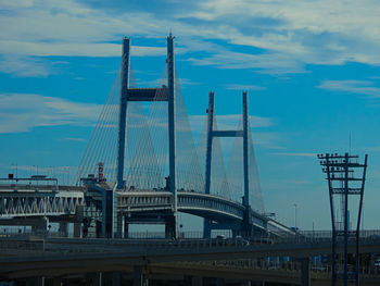 View of bridge against cloudy sky