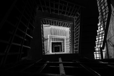 Directly below shot of empty staircase in building