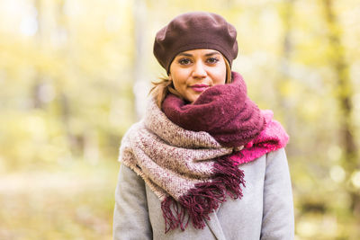 Portrait of woman in snow