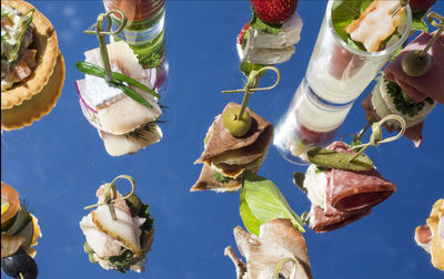 Various canapes and snacks served on platter