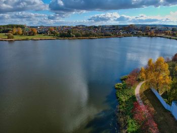 Scenic view of lake against sky