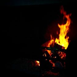 Fire in dark at night