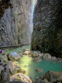 Scenic view of waterfall