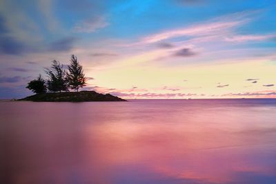 Scenic view of sea against dramatic sky