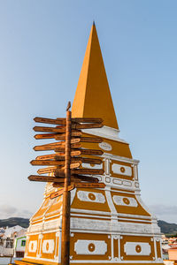 Low angle view of traditional building against clear sky
