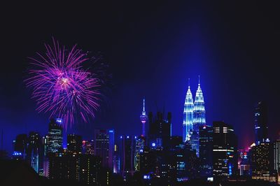 City lit up at night