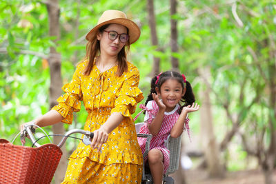 Portrait of smiling girl outdoors