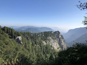 Scenic view of mountains against clear sky