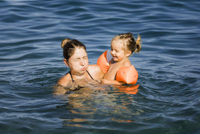 Boy enjoying in water