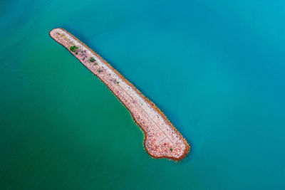 High angle view of ship in sea