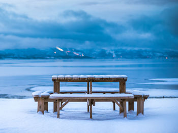 Scenic view of sea against sky during winter