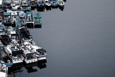 High angle view of ship in sea