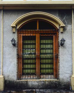 Closed door of house