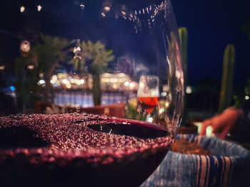 Close-up of beer glass on table