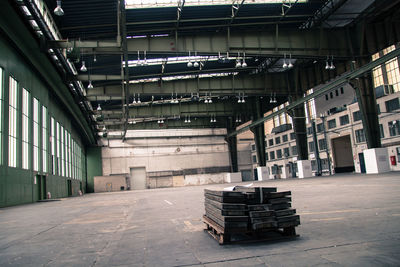 Stack of empty warehouse in building