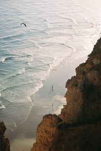 Scenic view of sea during sunset at the coast of lagos, algarve, portugal. shot on 35mm kodak portra