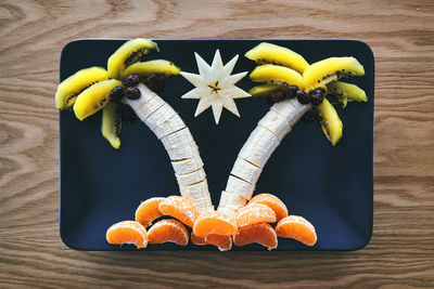 High angle view of food on table