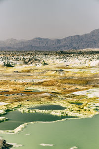 Scenic view of lake against clear sky