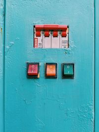 Close-up of telephone booth on wall