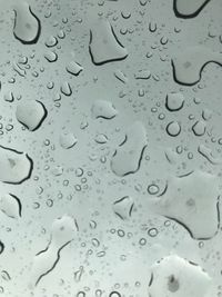 Full frame shot of raindrops on glass window