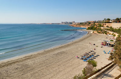 High angle view of people on beach