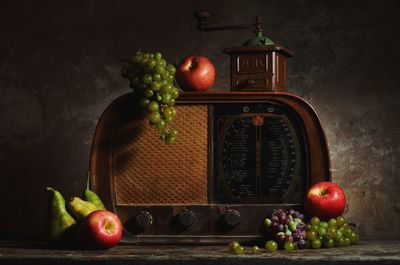 Red apples on table