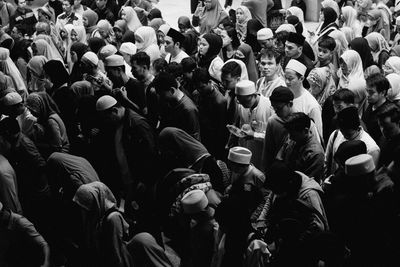 High angle view of people at music concert