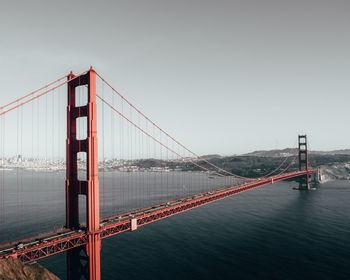 Suspension bridge over river