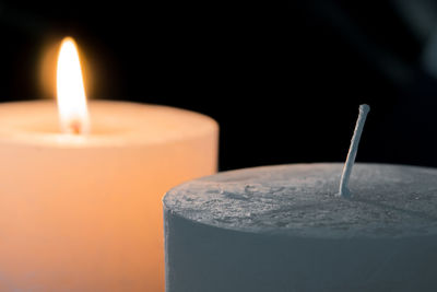 Close-up of burning candle