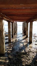 Underneath view of pier at beach
