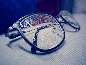 Close-up of eyeglasses on table