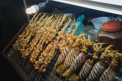 High angle view of meat for sale