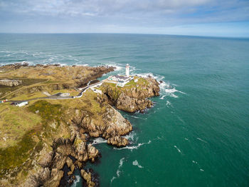 High angle view of sea against sky