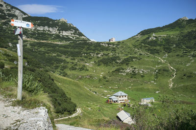 Scenic view of landscape and mountains against sky