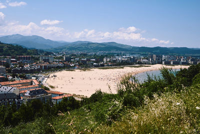 High angle view of townscape against sky