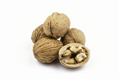 Close-up of bread against white background