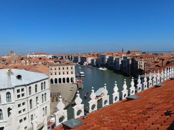 High angle view of buildings in city