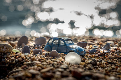 Close-up of stones on beach