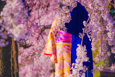 Rear view of woman in traditional clothing