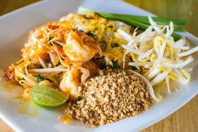 High angle view of meal served in plate