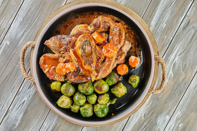 Directly above shot of food in bowl on table