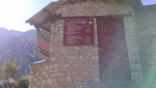 Information sign on mountain