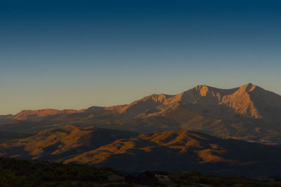 Scenic view of mountains against clear sky