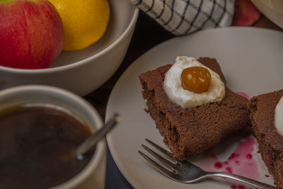 Close-up of breakfast served on table